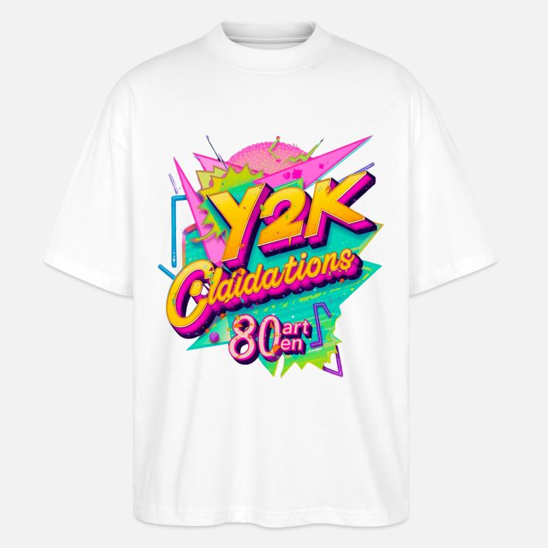 Conception de célébration rétro Y2K - T-shirt bio Blaster 2.0 coupe oversize Stanley/Stella Unisexe - blanc
