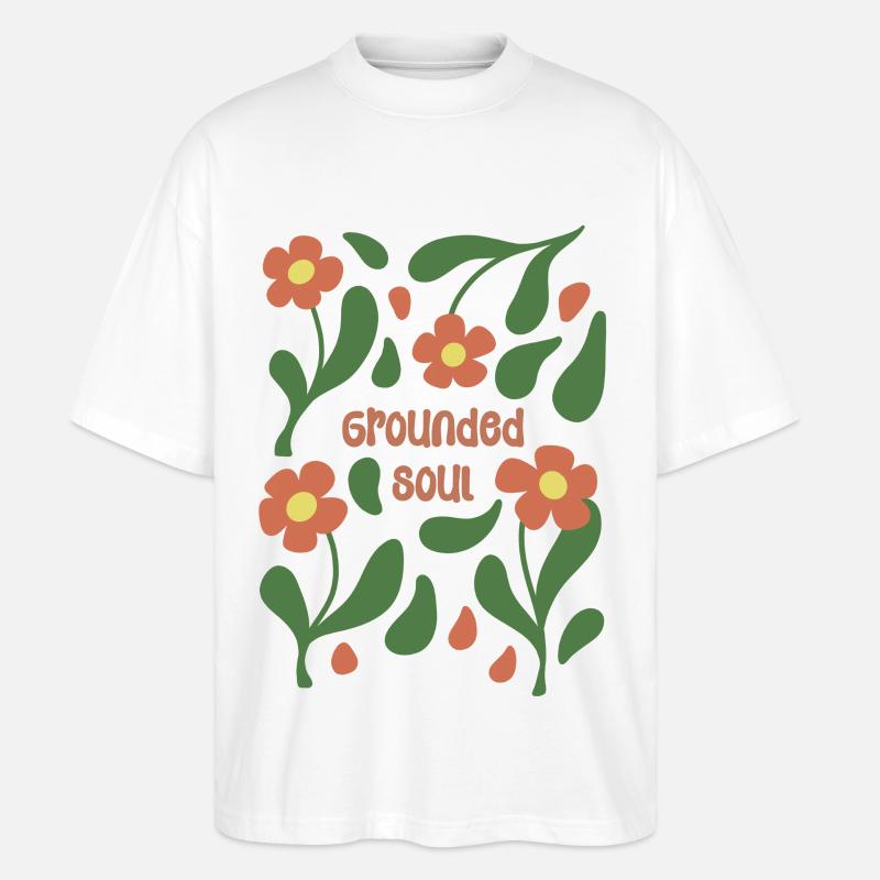 Geerdete Seele Blumenmuster - Stanley/Stella Oversized Unisex Bio T-Shirt Blaster 2.0 - Weiß