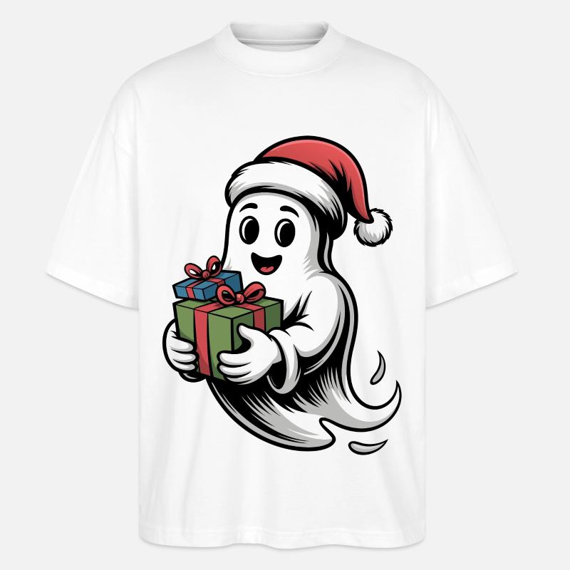 Weihnachtsgeist mit Geschenk - Stanley/Stella Oversized Unisex Bio T-Shirt Blaster 2.0 - Weiß