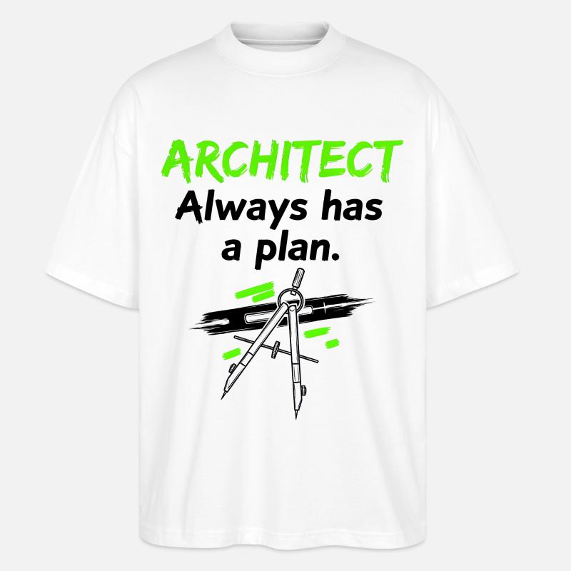 Architekt mit Plan - Stanley/Stella Oversized Unisex Bio T-Shirt Blaster 2.0 - Weiß