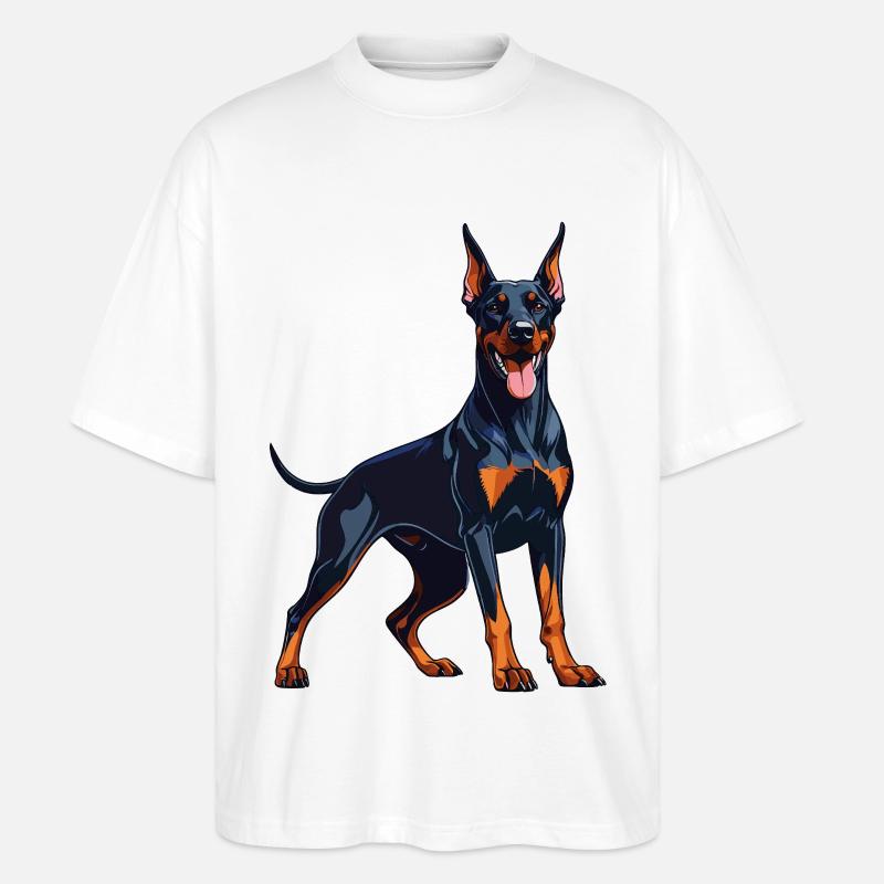 Starker Dobermann – Ausdrucksstarkes Dobie Design - Stanley/Stella Oversized Unisex Bio T-Shirt Blaster 2.0 - Weiß