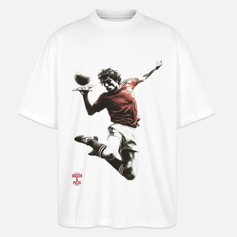 Pizza and Soccer - Stanley/Stella Oversized Unisex Bio T-Shirt Blaster 2.0 - Weiß