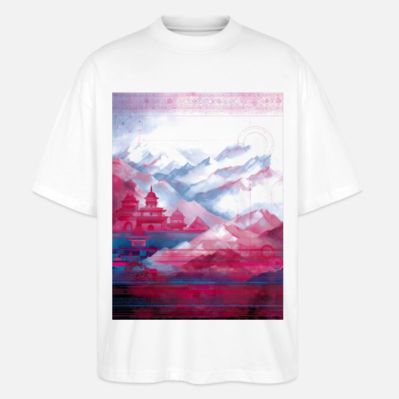 Psy-Art | Tempel im Himalaya - Stanley/Stella Oversized Unisex Bio T-Shirt Blaster 2.0 - Weiß