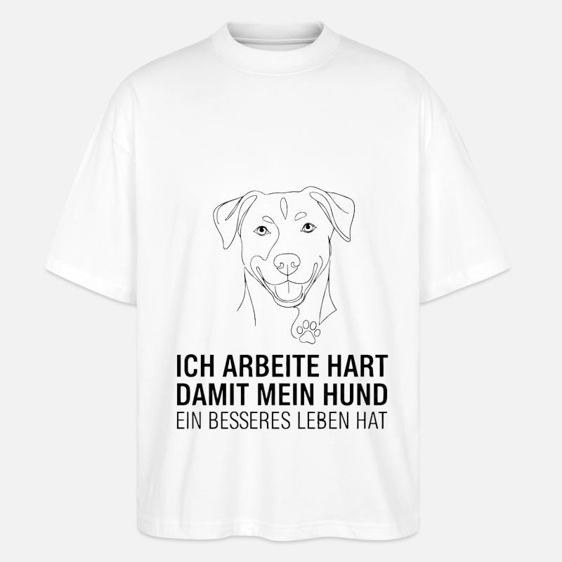 Je travaille dur pour mon chien - T-shirt bio Blaster 2.0 coupe oversize Stanley/Stella Unisexe - blanc