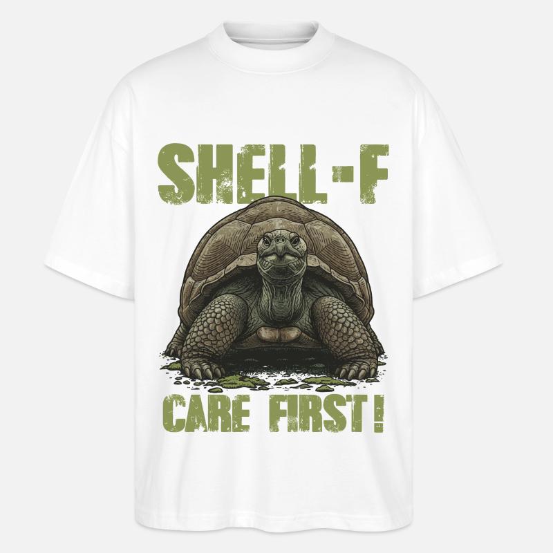 Turtle Shell-f Care First Humor - Stanley/Stella Oversized Unisex Bio T-Shirt Blaster 2.0 - Weiß