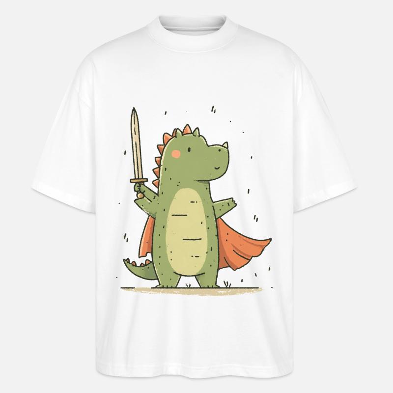 Kleiner Dino Ritter - Stanley/Stella Oversized Unisex Bio T-Shirt Blaster 2.0 - Weiß