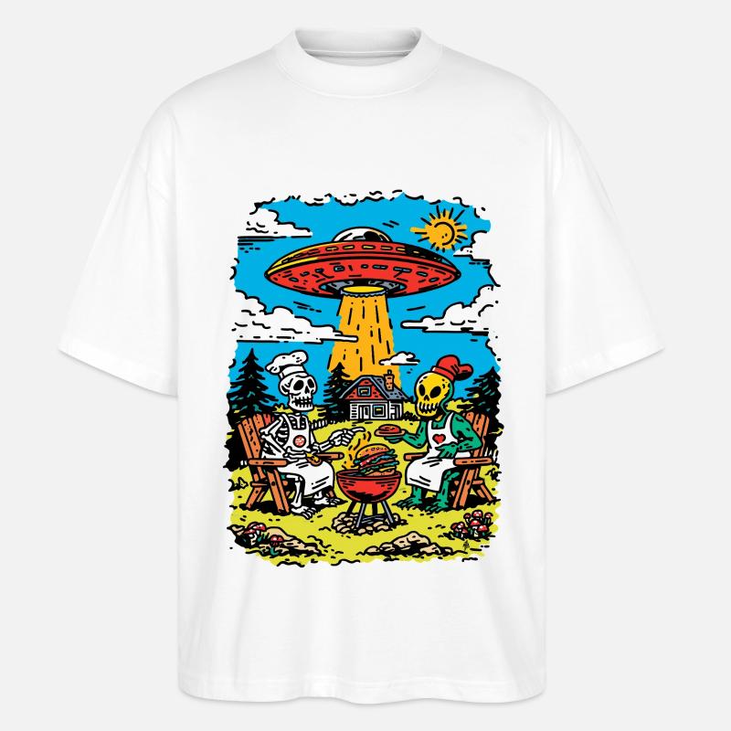 Barbecue de la fin du monde - T-shirt bio Blaster 2.0 coupe oversize Stanley/Stella Unisexe - blanc
