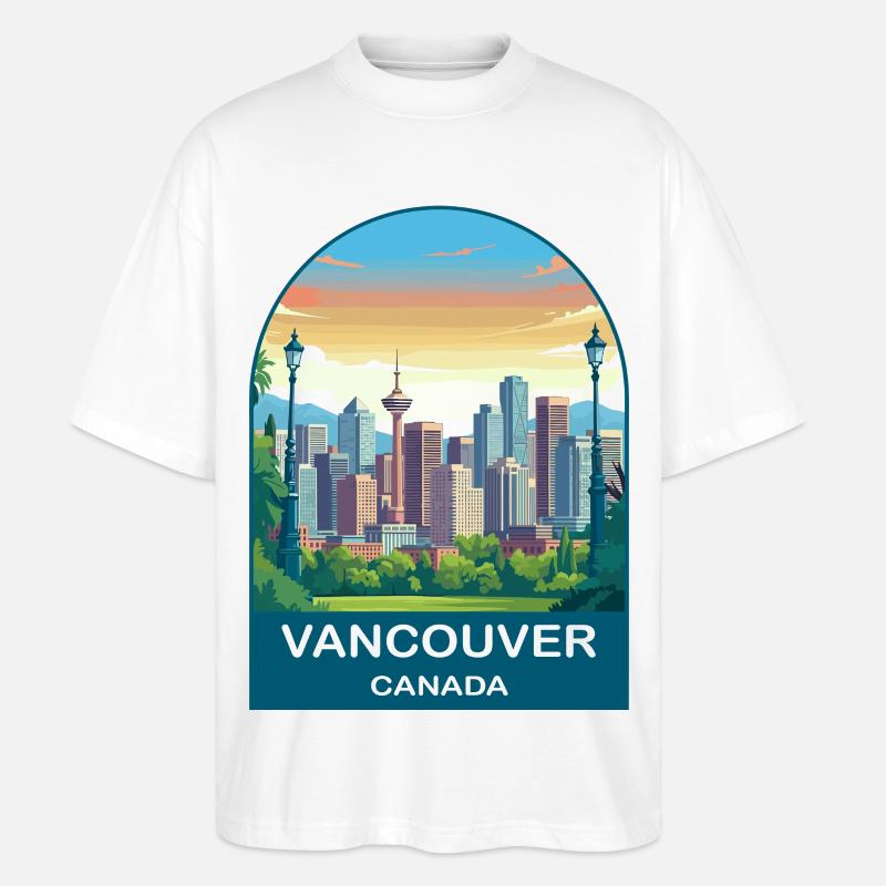 Vancouver Canada Harbour Centre Reisekunst - Stanley/Stella Oversized Unisex Bio T-Shirt Blaster 2.0 - Weiß