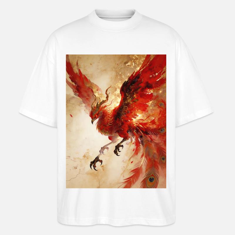 Der Phönix erhebt sich: Himmlischer Glanz - Stanley/Stella Oversized Unisex Bio T-Shirt Blaster 2.0 - Weiß