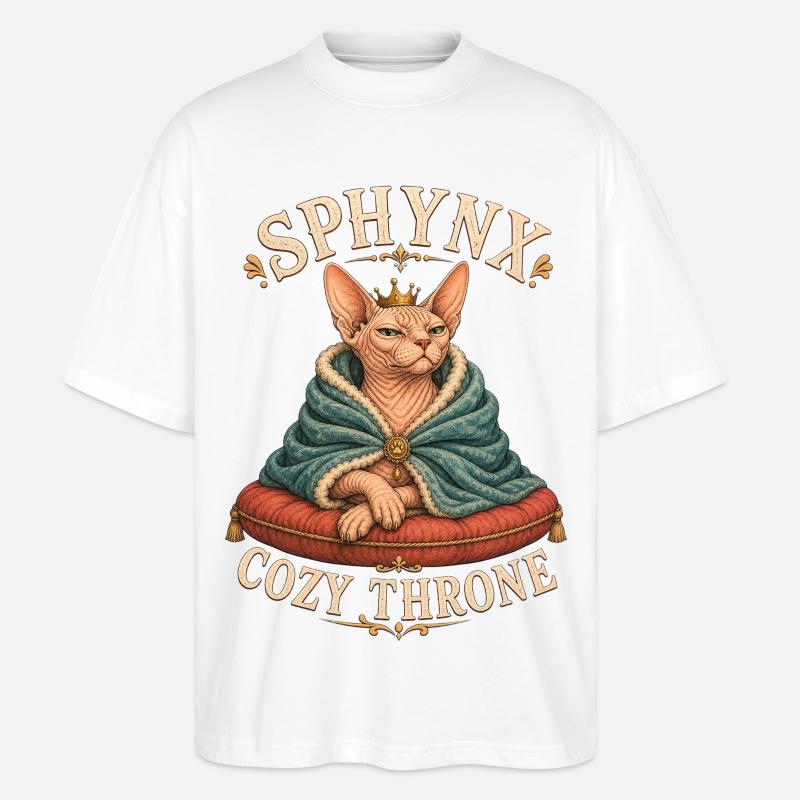 SPHYNX TRÔNE DOUILLET Chat - T-shirt bio Blaster 2.0 coupe oversize Stanley/Stella Unisexe - blanc