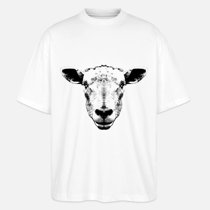 Schaf / Portrait / Kopf - Stanley/Stella Oversized Unisex Bio T-Shirt Blaster 2.0 - Weiß
