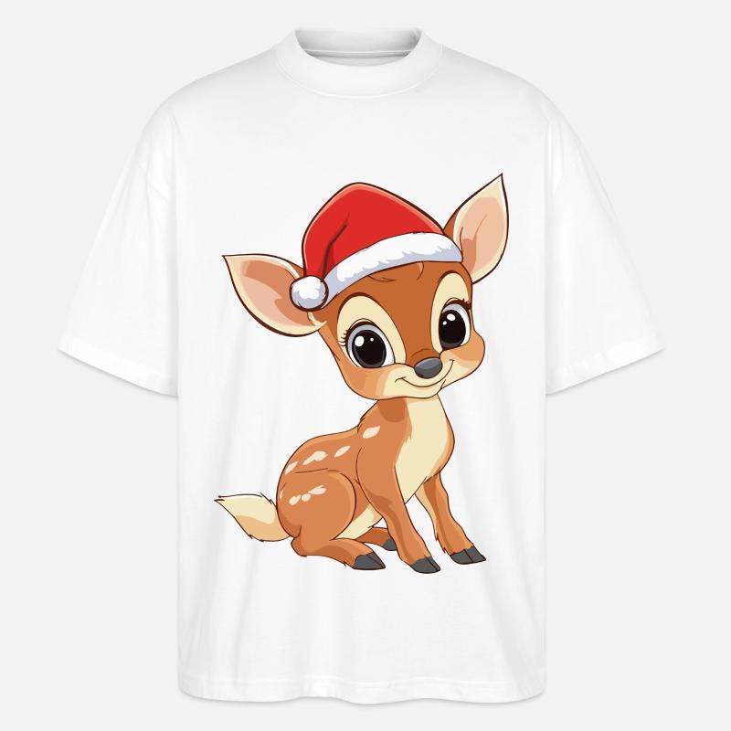 Cerf Noël mignon Noël mignon - T-shirt bio Blaster 2.0 coupe oversize Stanley/Stella Unisexe - blanc