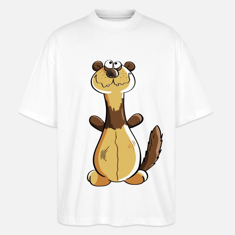 Freches Frettchen Comic - Geschenk - Iltis - Stanley/Stella Oversized Unisex Bio T-Shirt Blaster 2.0 - Weiß