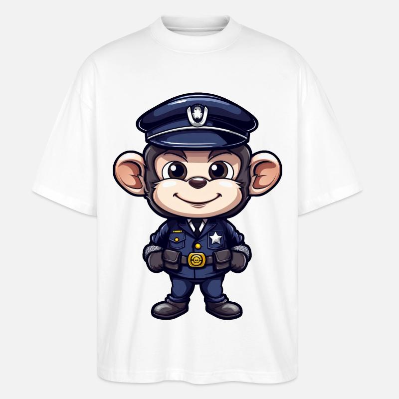 Polizei Äffchen - Stanley/Stella Oversized Unisex Bio T-Shirt Blaster 2.0 - Weiß