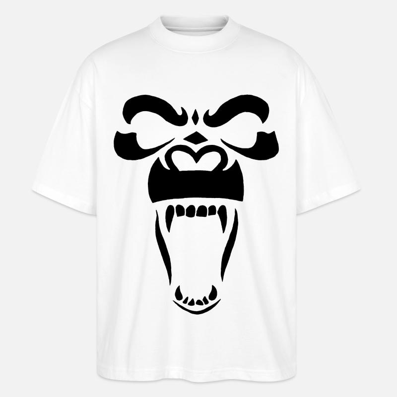 Schwarzer Gorilla - Stanley/Stella Oversized Unisex Bio T-Shirt Blaster 2.0 - Weiß