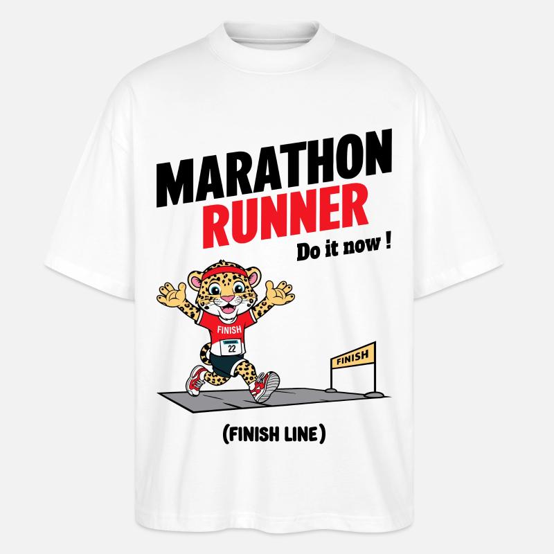 Leopard Marathon Läufer - Stanley/Stella Oversized Unisex Bio T-Shirt Blaster 2.0 - Weiß
