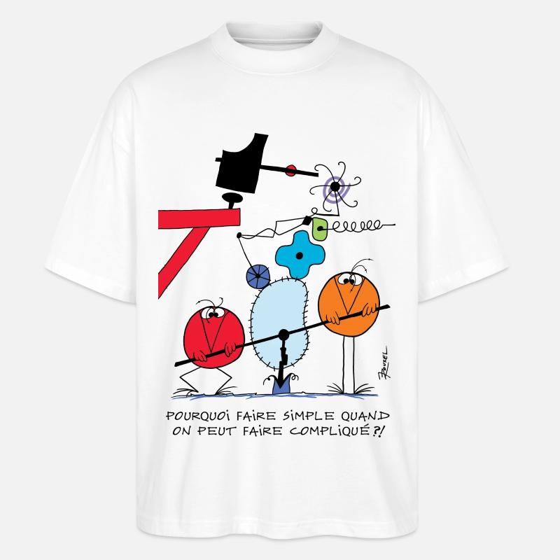 Warum es mit Shadoks einfach machen! - Stanley/Stella Oversized Unisex Bio T-Shirt Blaster 2.0 - Weiß