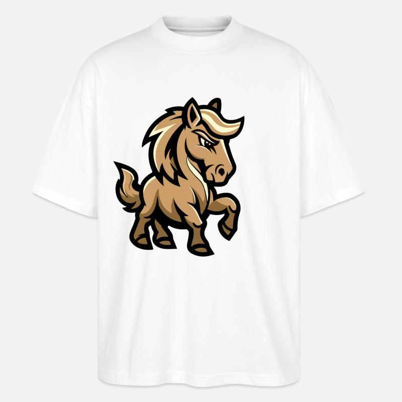 Pferd Comic - Stanley/Stella Oversized Unisex Bio T-Shirt Blaster 2.0 - Weiß