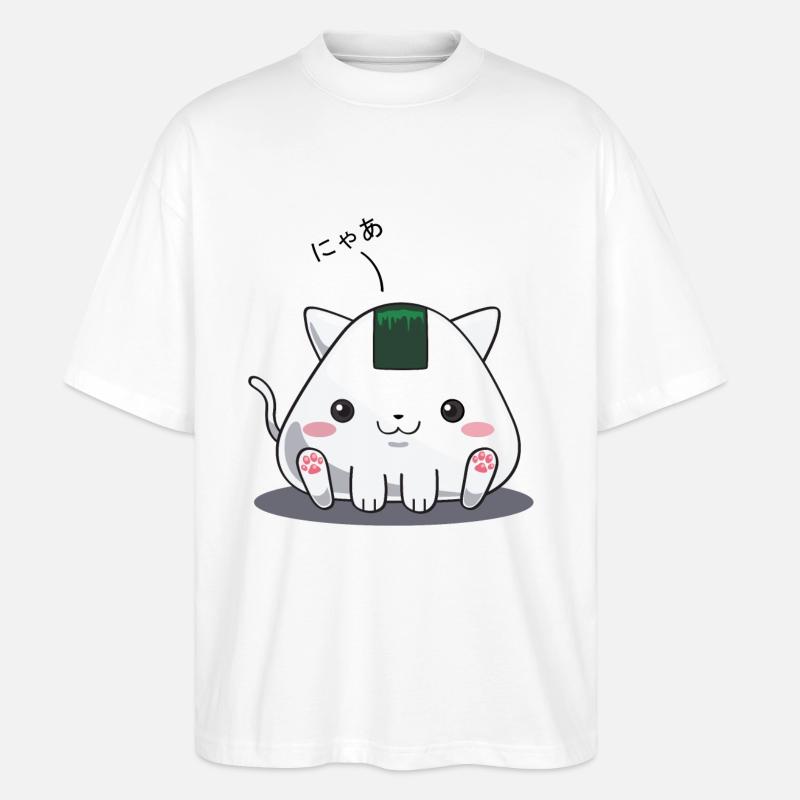 Onigiri - Katze nya - Stanley/Stella Oversized Unisex Bio T-Shirt Blaster 2.0 - Weiß