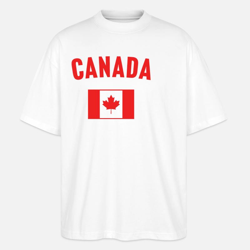 Drapeau du Canada - T-shirt bio Blaster 2.0 coupe oversize Stanley/Stella Unisexe - blanc