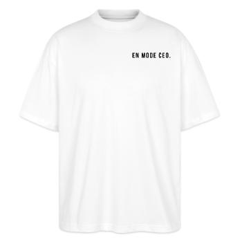 In CEO mode - Stanley/Stella Oversized Unisex Organic T-shirt Blaster 2.0 - white - Front - Alina (178cm) & Michal (187cm)