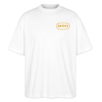 Bro, Bruder - Stanley/Stella Oversized Unisex Bio T-Shirt Blaster 2.0 - Weiß - Vorne - Alina (178cm) & Michal (187cm)