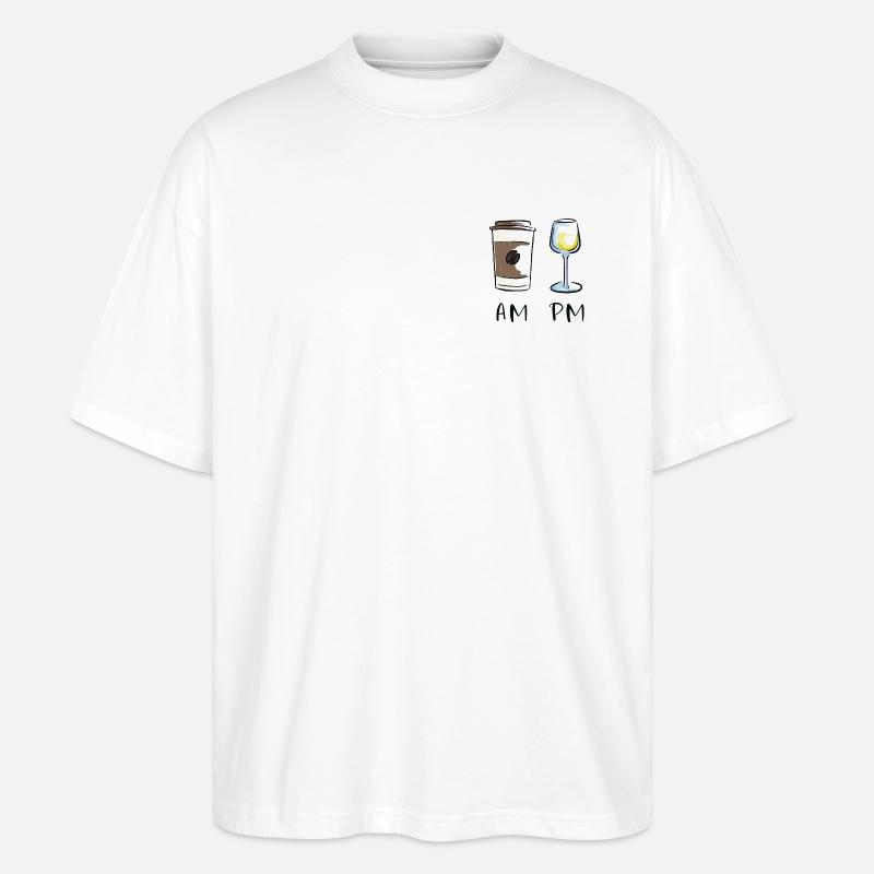AM - PM, Kaffee - Wein - Stanley/Stella Oversized Unisex Bio T-Shirt Blaster 2.0 - Weiß