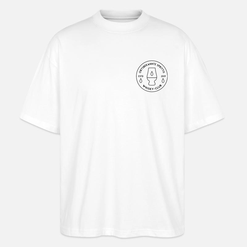 Ortsbekannte Sprittis - Schwarzes Logo - Stanley/Stella Oversized Unisex Bio T-Shirt Blaster 2.0 - Weiß