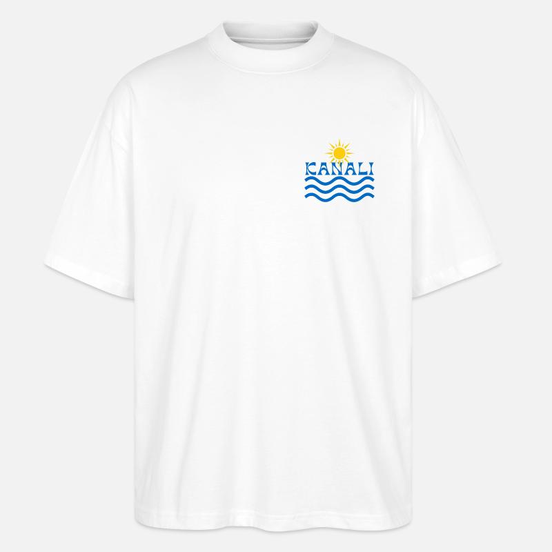Ondes de Soleil de Kanali - T-shirt bio Blaster 2.0 coupe oversize Stanley/Stella Unisexe - blanc