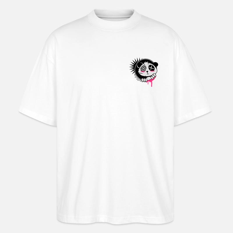 Ein Sticker mit Panda Bär Kopf - Stanley/Stella Oversized Unisex Bio T-Shirt Blaster 2.0 - Weiß