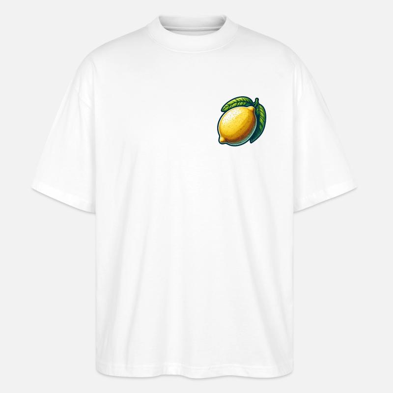 Citron éclatant avec feuilles graphique - T-shirt bio Blaster 2.0 coupe oversize Stanley/Stella Unisexe - blanc