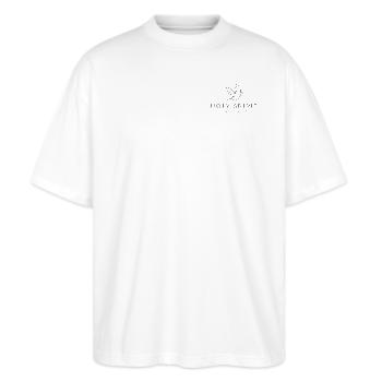 Holy Spirit - Er lebt in mir! Galater 2:20 - Stanley/Stella Oversized Unisex Bio T-Shirt Blaster 2.0 - Weiß - Vorne - Alina (178cm) & Michal (187cm)