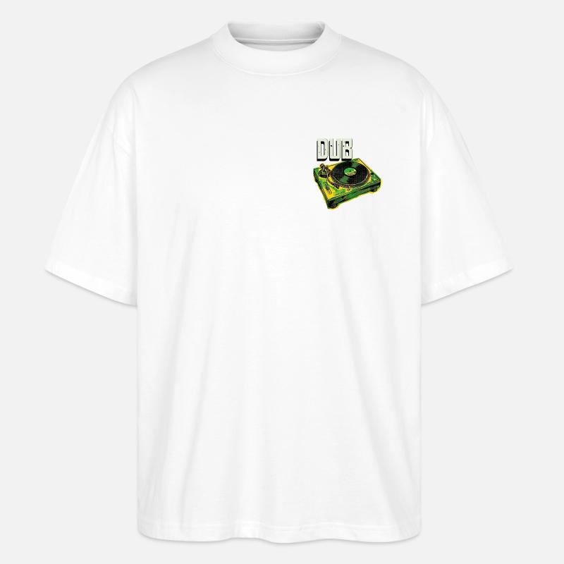 Dub Reggae Turntable - Stanley/Stella Oversized Unisex Organic T-shirt Blaster 2.0 - white