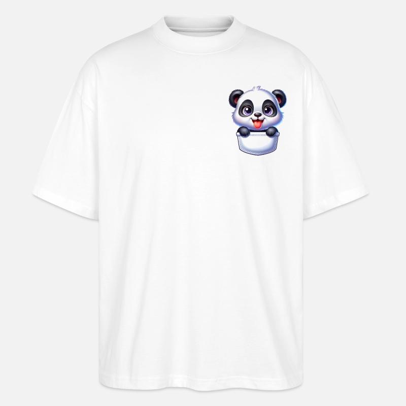 Panda dans une poche - T-shirt bio Blaster 2.0 coupe oversize Stanley/Stella Unisexe - blanc
