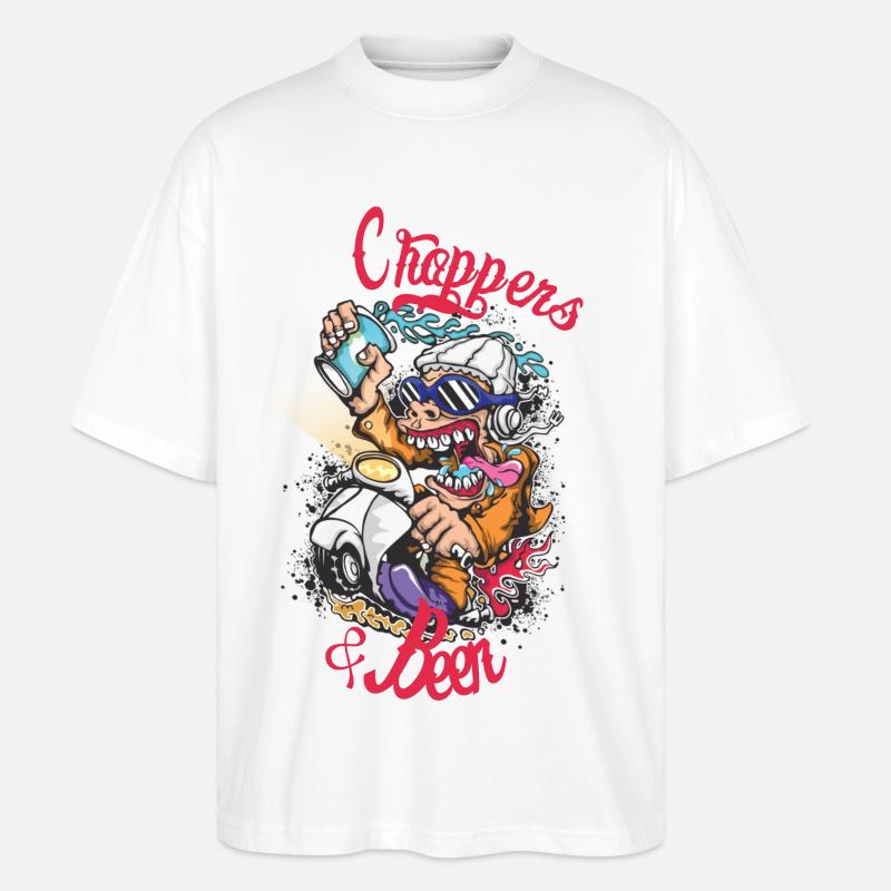 Les hélicos Équipe Scooter Singe - T-shirt bio Blaster 2.0 coupe oversize Stanley/Stella Unisexe - blanc