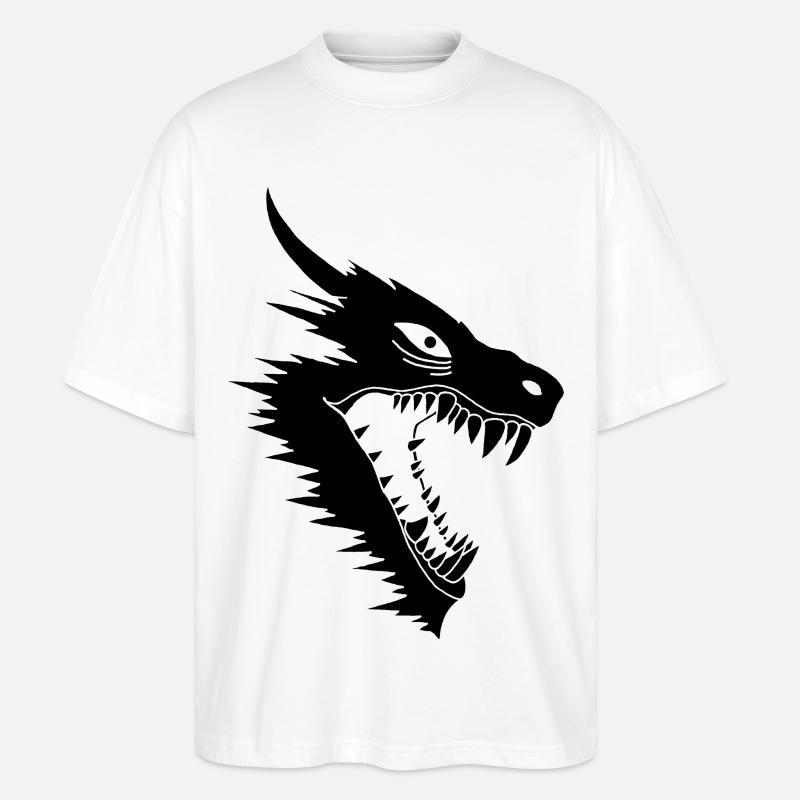 Angriff des Schwarzen Drachen - Stanley/Stella Oversized Unisex Bio T-Shirt Blaster 2.0 - Weiß