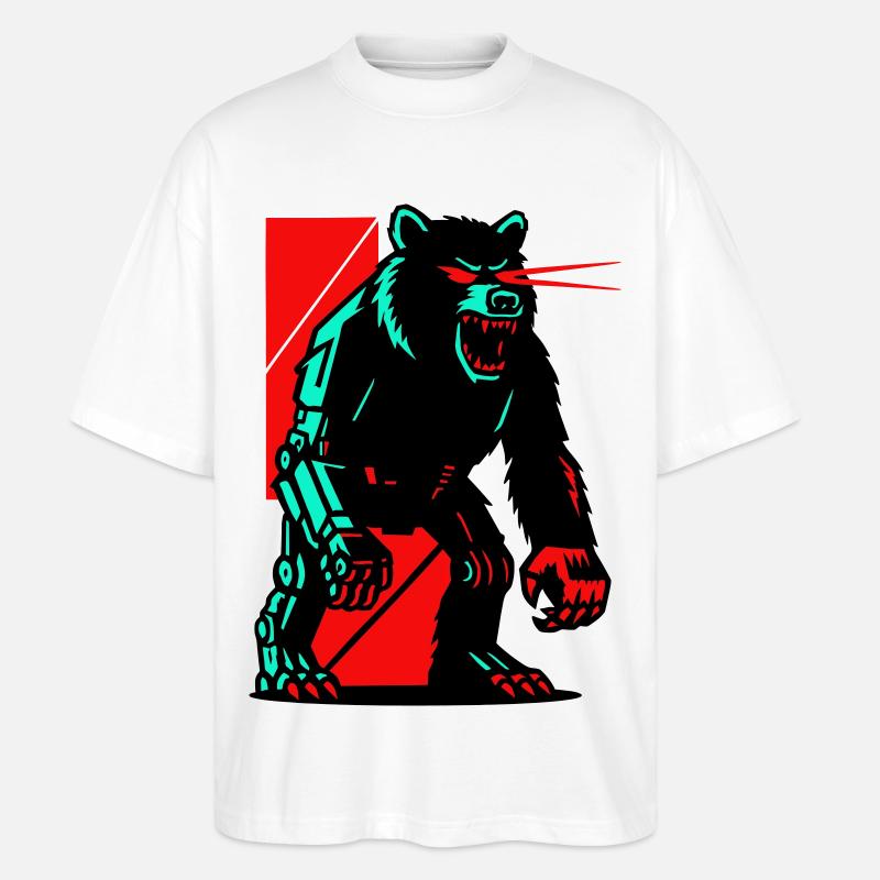Mecha Techno Bear - Stanley/Stella Oversized Unisex Organic T-shirt Blaster 2.0 - white