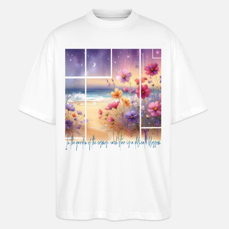 Blumen - Stanley/Stella Oversized Unisex Bio T-Shirt Blaster 2.0 - Weiß
