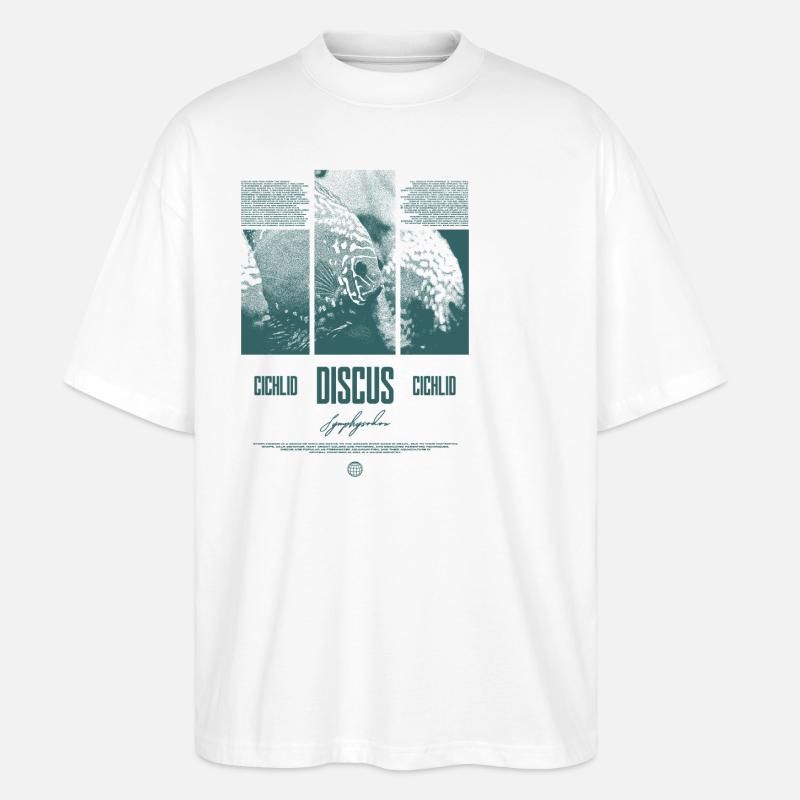 Diskusfisch Buntbarsch Aquarium Fischhalter - Stanley/Stella Oversized Unisex Bio T-Shirt Blaster 2.0 - Weiß
