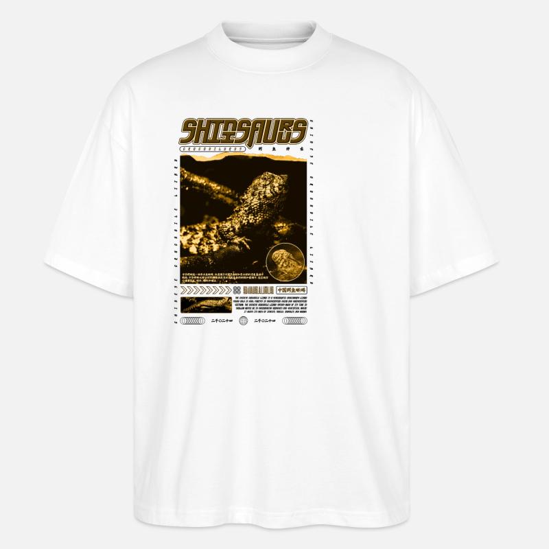Chinesisches Krokodil Eidechse Shinisaurus Crocodilurus - Stanley/Stella Oversized Unisex Bio T-Shirt Blaster 2.0 - Weiß