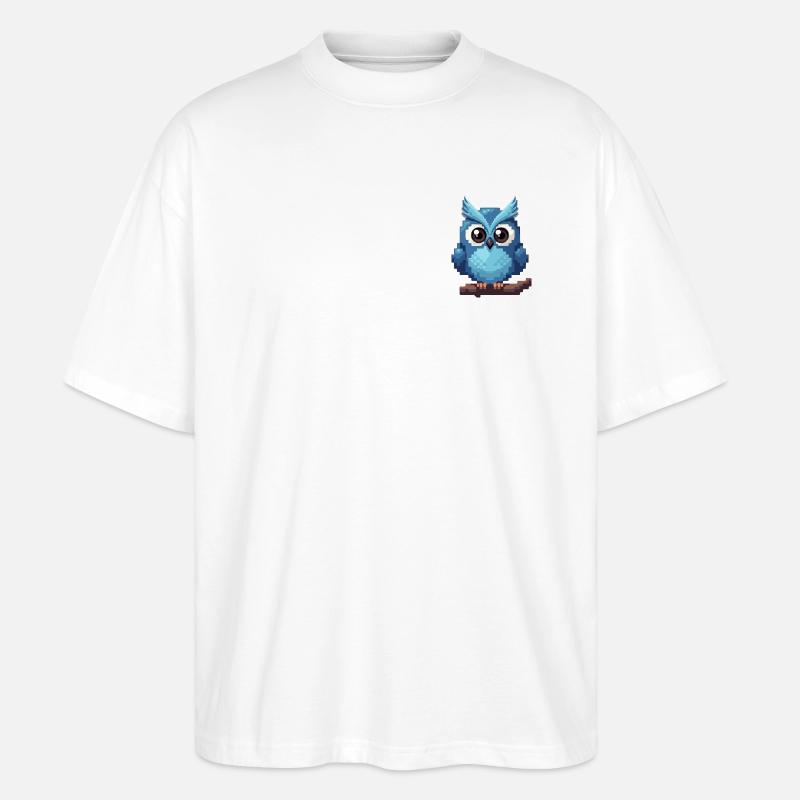 Pixel Eule – Retro 8-Bit Style - Stanley/Stella Oversized Unisex Bio T-Shirt Blaster 2.0 - Weiß