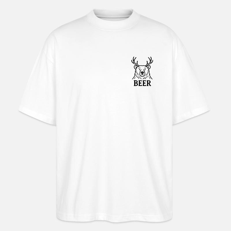 Der Bier-Hirsch-Bär - Stanley/Stella Oversized Unisex Bio T-Shirt Blaster 2.0 - Weiß