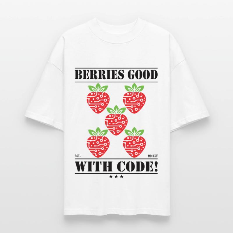 Berries Good with Code – Strawberry & Programming Stanley/Stella Oversized Unisex Organic T-shirt Blaster 2.0