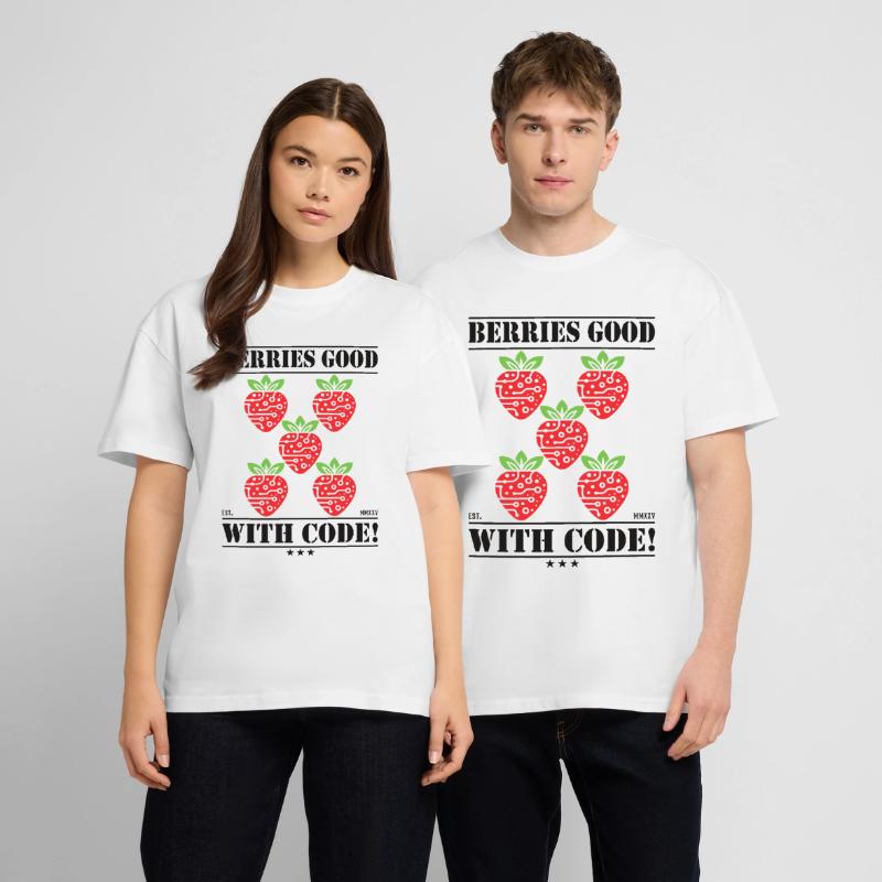 Berries Good with Code – Strawberry & Programming Stanley/Stella Oversized Unisex Organic T-shirt Blaster 2.0