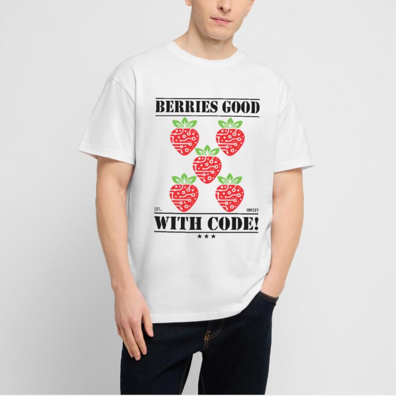 Berries Good with Code – Strawberry & Programming Stanley/Stella Oversized Unisex Organic T-shirt Blaster 2.0