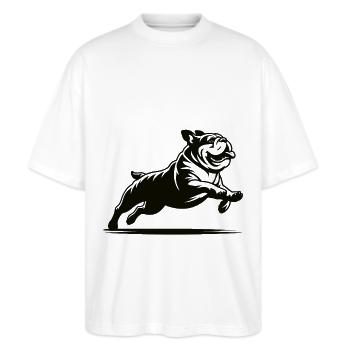 Funny Bulldog Design - Boulon de charme - T-shirt bio Blaster 2.0 coupe oversize Stanley/Stella Unisexe - blanc - Devant - Alina (178cm) & Michal (187cm)