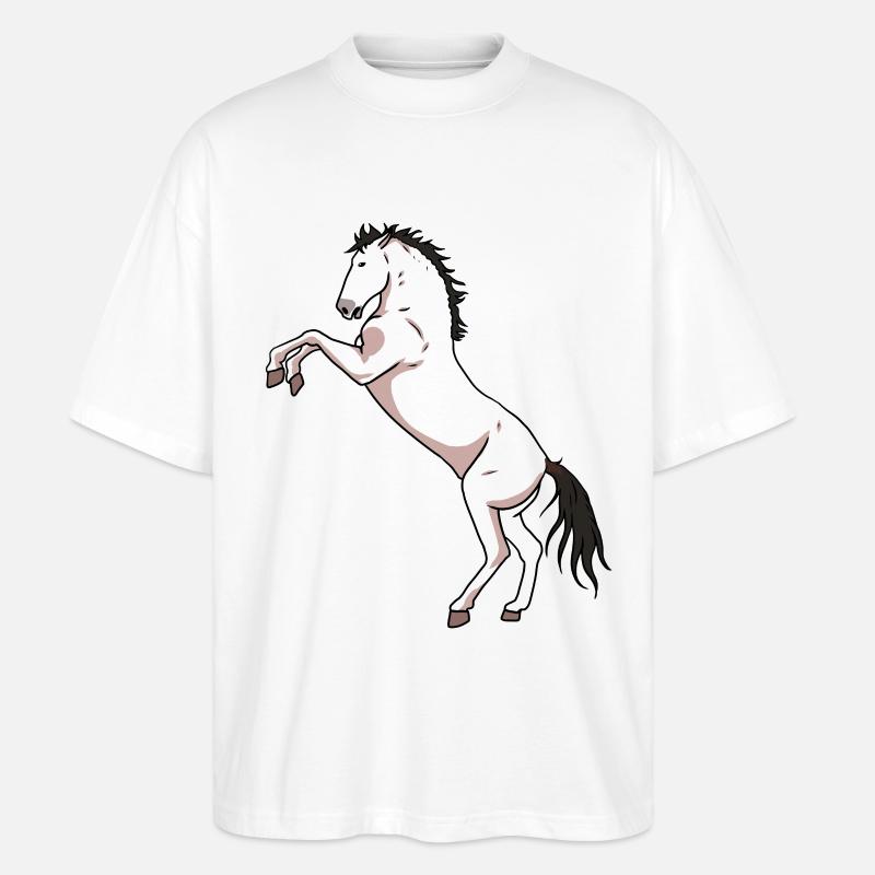 Pferd Pferde Pony Wildpferd - Stanley/Stella Oversized Unisex Bio T-Shirt Blaster 2.0 - Weiß
