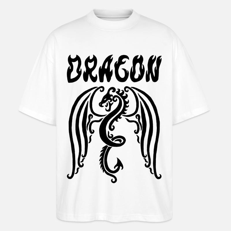 Schwarzer Drache - Stanley/Stella Oversized Unisex Bio T-Shirt Blaster 2.0 - Weiß