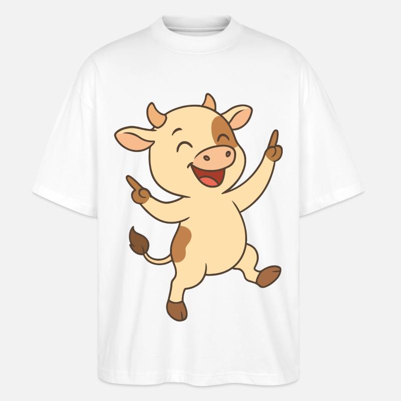 Glückliches Kälbchen - Stanley/Stella Oversized Unisex Bio T-Shirt Blaster 2.0 - Weiß