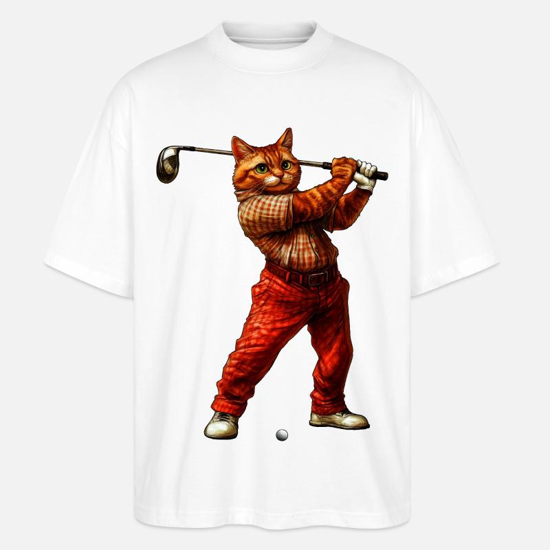 Katzen Golf - Stanley/Stella Oversized Unisex Bio T-Shirt Blaster 2.0 - Weiß